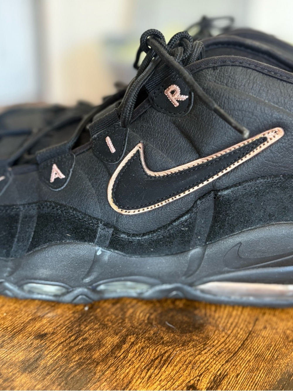 Nike Black Suede & Leather Sneakers with Rose Gold Swoosh